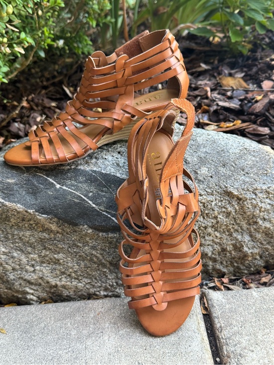 a.n.a Shoes - a.n.a Cognac Strappy Wedge Sandals 6.5 nwot